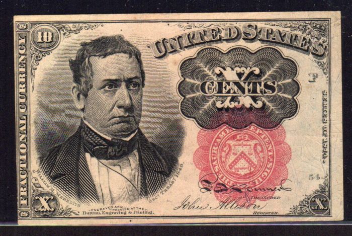 Fr.1266, 1874 Ten Cent Fractional Note, Short Key, CU